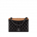 Chanel Black/Beige Calfskin/Fabric Ballerine Flap Bag