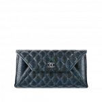 Chanel Black/Blue Glittered Sheepskin Fold Up Again Clutch Bag