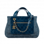 Chanel Blue Denim and Calfskin Medium Shopping Bag