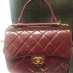 Chanel Burgundy Gold Bar Top Handle Bag