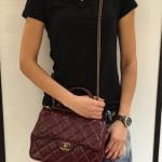 Chanel Burgundy Gold Bar Top Handle Bag 2