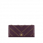 Chanel Dark Purple Lambskin Clutch Bag