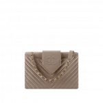 Chanel Gray Sheepskin Chevron Flap Bag