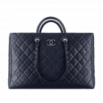 Chanel Navy Blue Quilted Calfskin Large Shopping Bag
