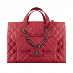 Chanel Red Quilted Grained Calfskin Large Shopping Bag