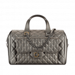 Chanel Silver Grained Metallic Calfskin Bowling Bag