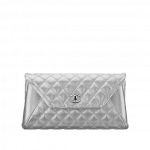 Chanel Silver Metallic Goatskin Fold Up Again Clutch Bag