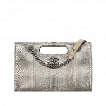 Chanel Silver Python Large Shopping Bag