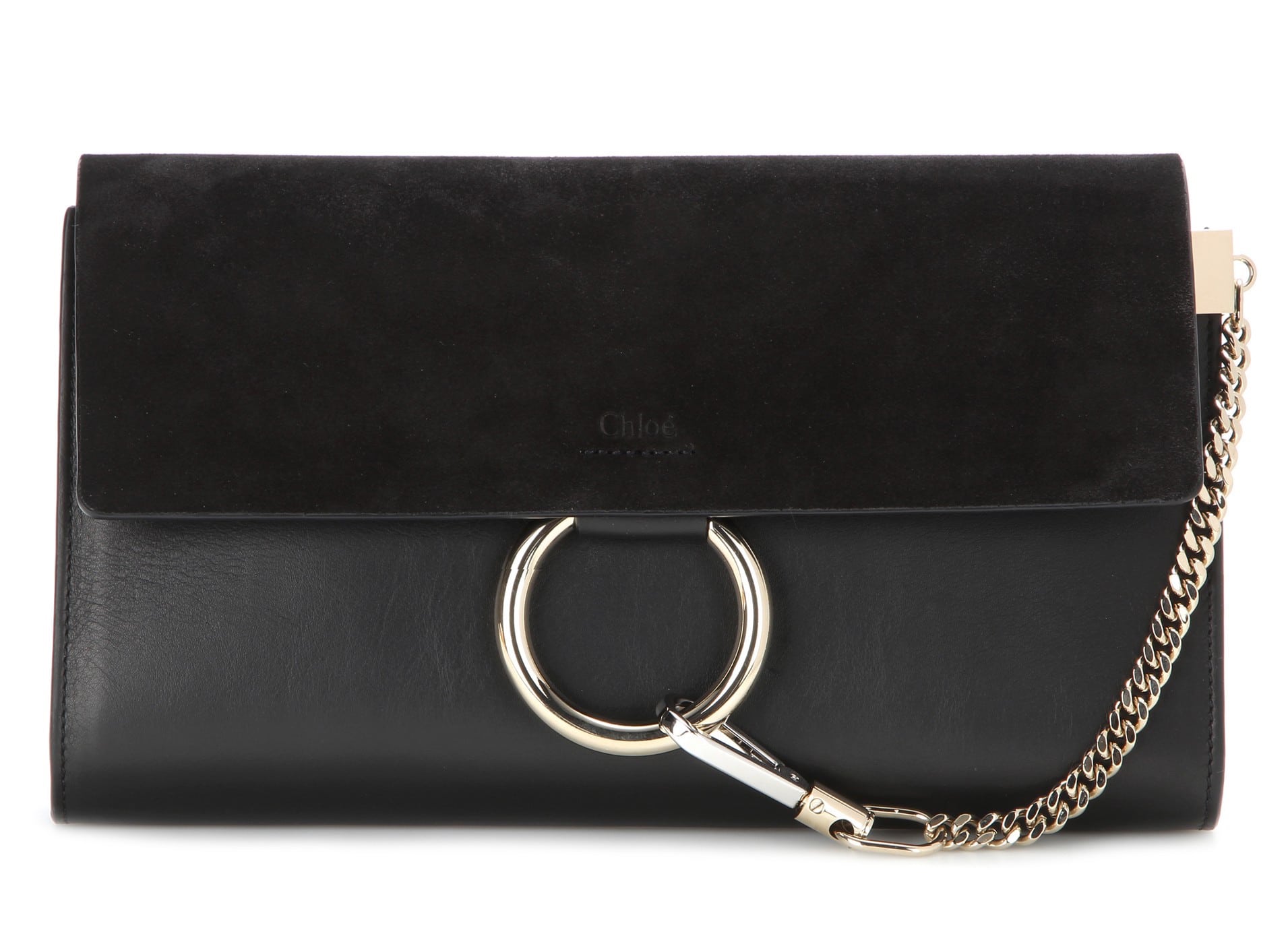 Chloe Faye Suede And Leather Clutch Bag