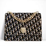 Dior Beige and Blue Dior Print Fabric Diorama Satchel Bag