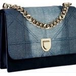 Dior Blue Pony-Effect Calfskin/Lizard Diorama Satchel Bag