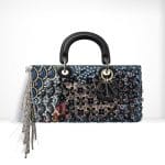 Dior Blue/Black Embroidered with Flowers Made Up Of Sequins & Fringes Runway Bag
