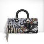 Dior Blue/Black/White Embroidered with Flowers Made Up Of Sequins & Fringes Runway Bag