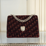 Dior Burgundy and Beige Dior Print Fabric Diorama Satchel Bag
