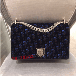 Dior Plum and Blue Dior Print Fabric Diorama Flap Bag 2