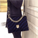 Dior Plum and Blue Dior Print Fabric Diorama Satchel Bag