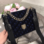 Dior Plum and Blue Dior Print Fabric Diorama Satchel Bag 2