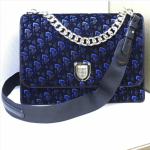 Dior Plum and Blue Dior Print Fabric Diorama Satchel Bag 3