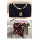 Dior Plum and Blue / Pink and Beige Dior Print Fabric Diorama Flap Bag