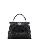 Fendi Black Beaded Whipstitch Peekaboo Mini Bag