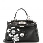 Fendi Black Flower Embellished Peekaboo Micro Bag