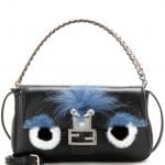 Fendi Black Fox and Rabbit Fur Monster Micro Baguette Bag