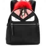 Fendi Black Fur/Snakeskin Embellished Monster Backpack Bag