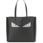 Fendi Black Monster Face Medium Roll Tote Bag