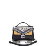 Fendi Black/Gray/Powder Monster Double Micro Baguette Bag