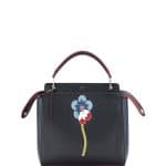 Fendi Black/Red Flower Dotcom Medium Bag