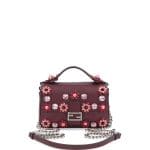 Fendi Bordeaux All-over Flowers Double Micro Baguette Bag