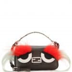 Fendi Coal Fox and Goat Fur Monster Micro Baguette Bag