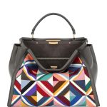 Fendi Gray Multicolor Quilted Geometric Large Peekaboo Bag