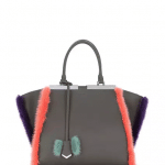 Fendi Gray/Purple/Blue Fur-Trim 3Jours Bag