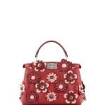 Fendi Red All-over Flowers Peekaboo Mini Bag