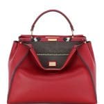 Fendi Red Leather/Painted Snake Large Peekaboo Bag