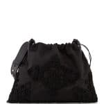 Prada Black Embroidered Large Drawstring Hobo Bag