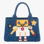 Prada Blue/Yellow Denim Robot Tote Bag