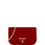 Prada Red Velvet Small Flap Crossbody Bag