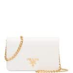 Prada White Saffiano Small Chain Shoulder Bag