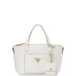 Prada White Vitello Small Diano Tote Bag