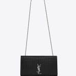 Saint Laurent Black Crocodile Embossed Large Monogram Kate Satchel Bag