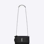 Saint Laurent Black Crocodile Embossed Medium Sunset Satchel Bag