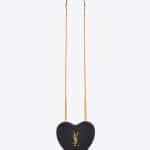 Saint Laurent Black Matelasse Love Heart Small Chain Bag
