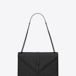 Saint Laurent Black Mixed Matelasse Large Classic Monogram Satchel Bag