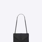 Saint Laurent Black Mixed Matelasse Medium Classic Monogram Satchel Bag