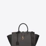 Saint Laurent Dark Anthracite Leather and Grey/Black Python Skin Small Monogram Downtown Cabas Bag