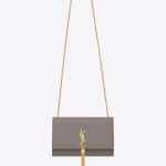 Saint Laurent Fog Medium Monogram Kate Tassel Satchel Bag