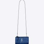 Saint Laurent Navy Blue Glitter Small Sunset Satchel Bag