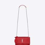 Saint Laurent Red Crocodile Embossed Medium Sunset Satchel Bag